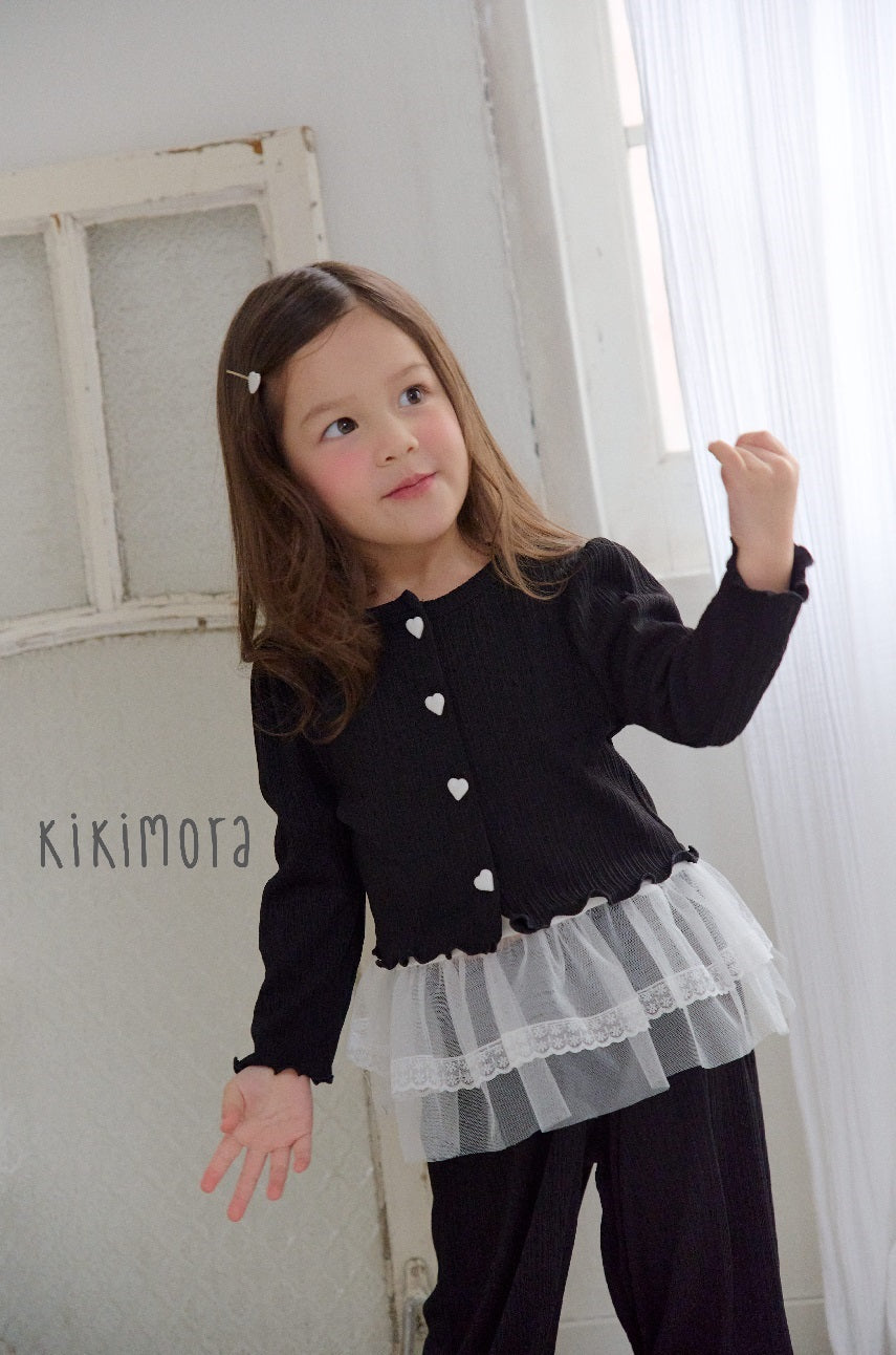 Heart Cardigan Black