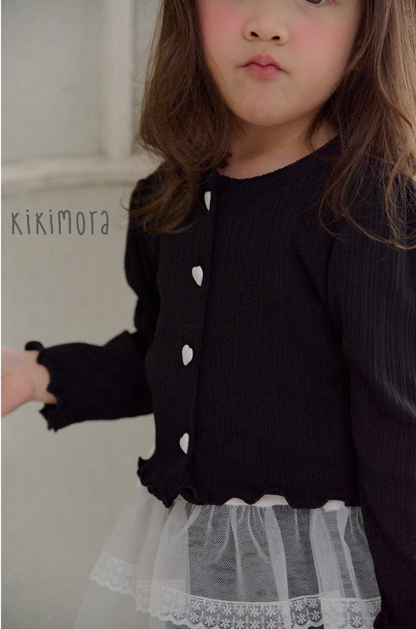 Heart Cardigan Black