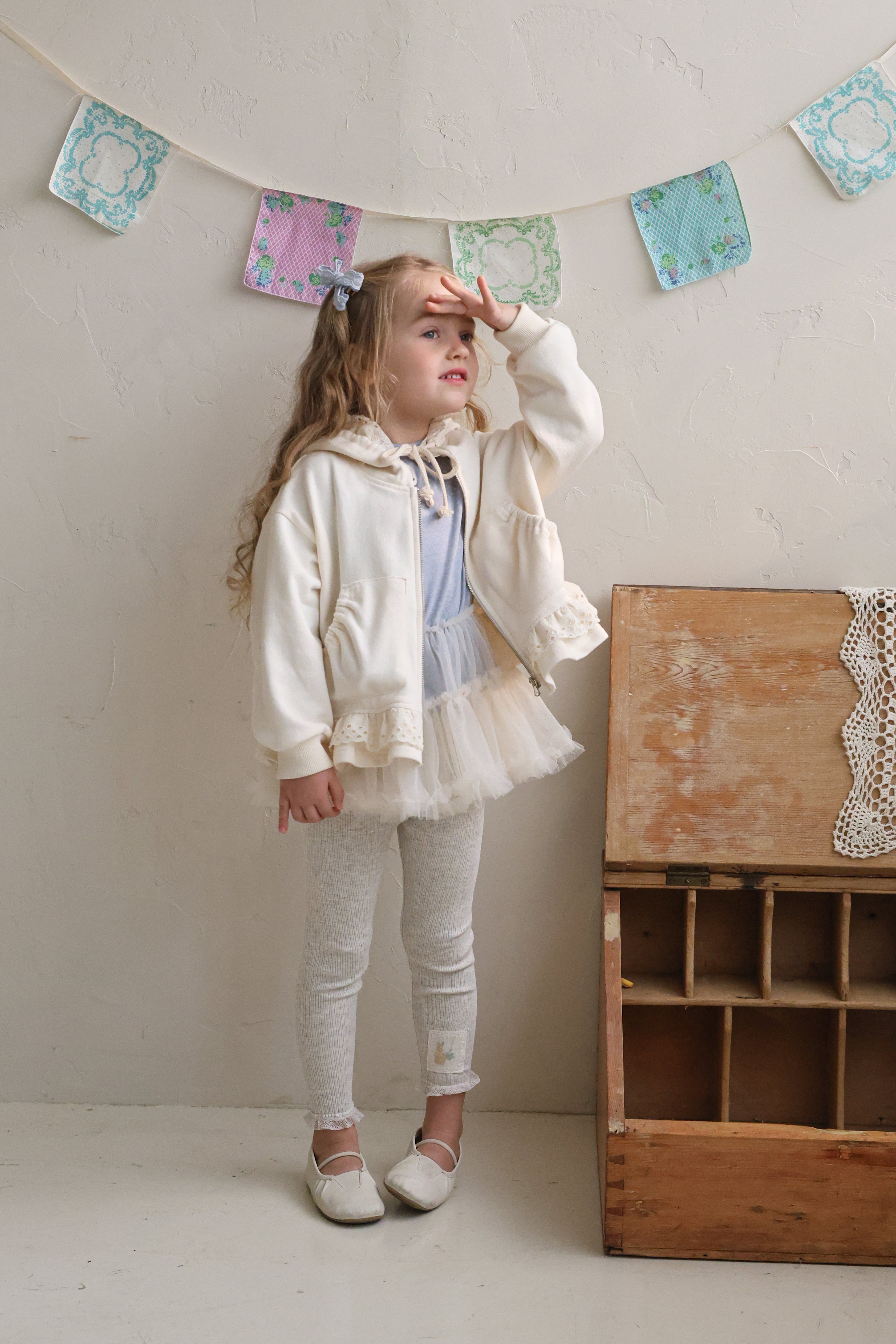 Yogurt Zip-Up Hoodie Cream