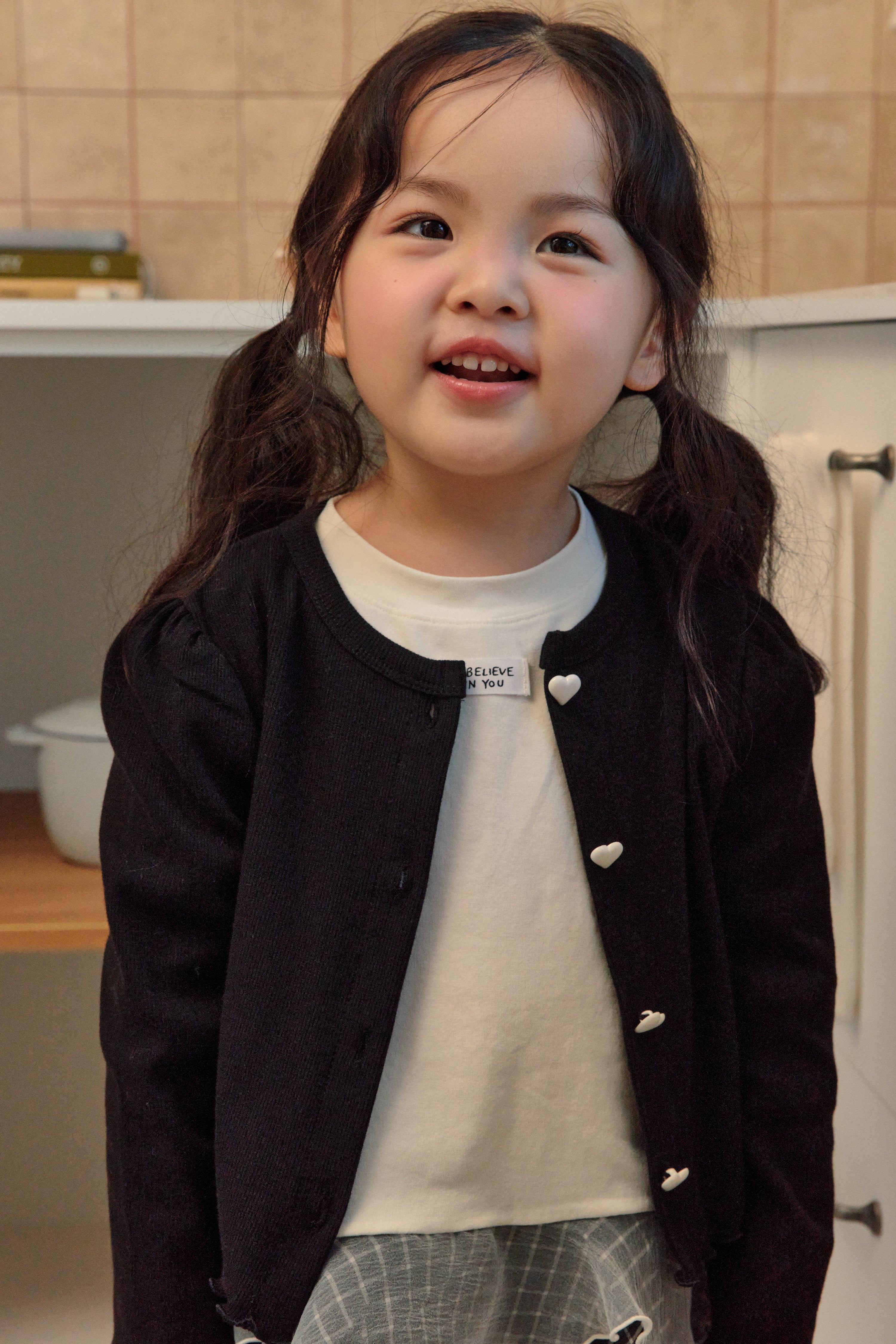 Heart Cardigan Black