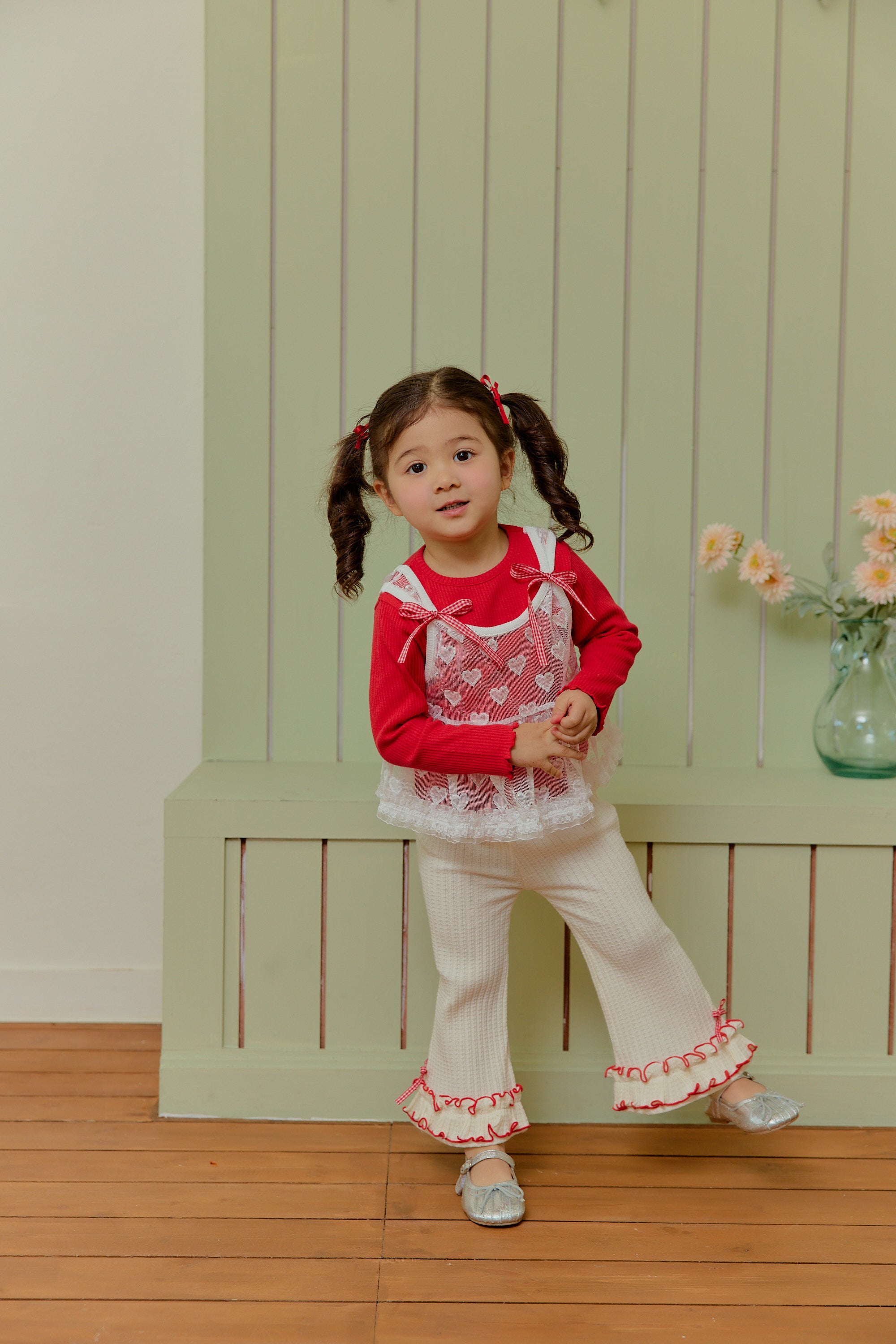 Frill Bootcut Pants Ivory