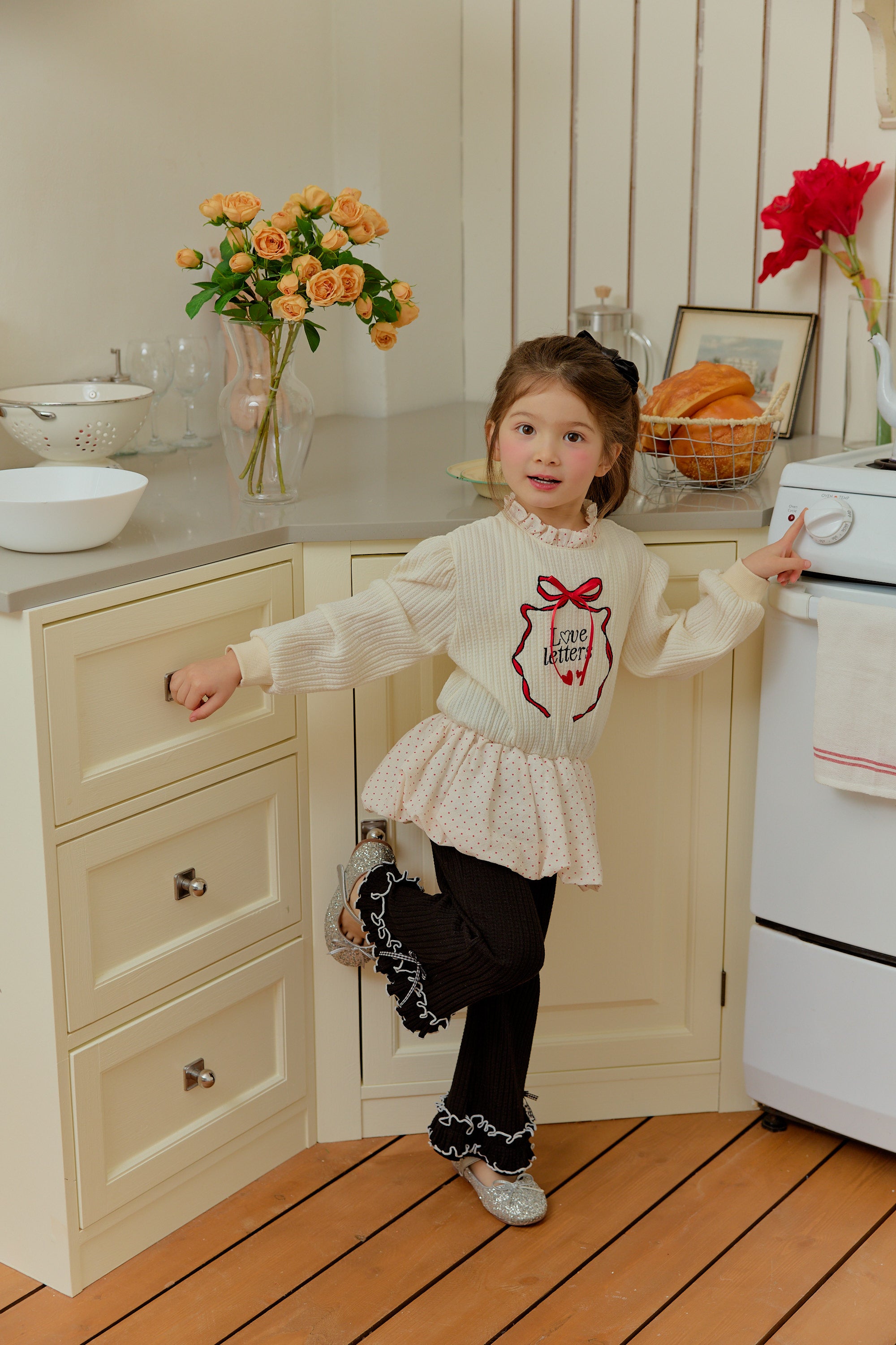 Frill Bootcut Pants Black