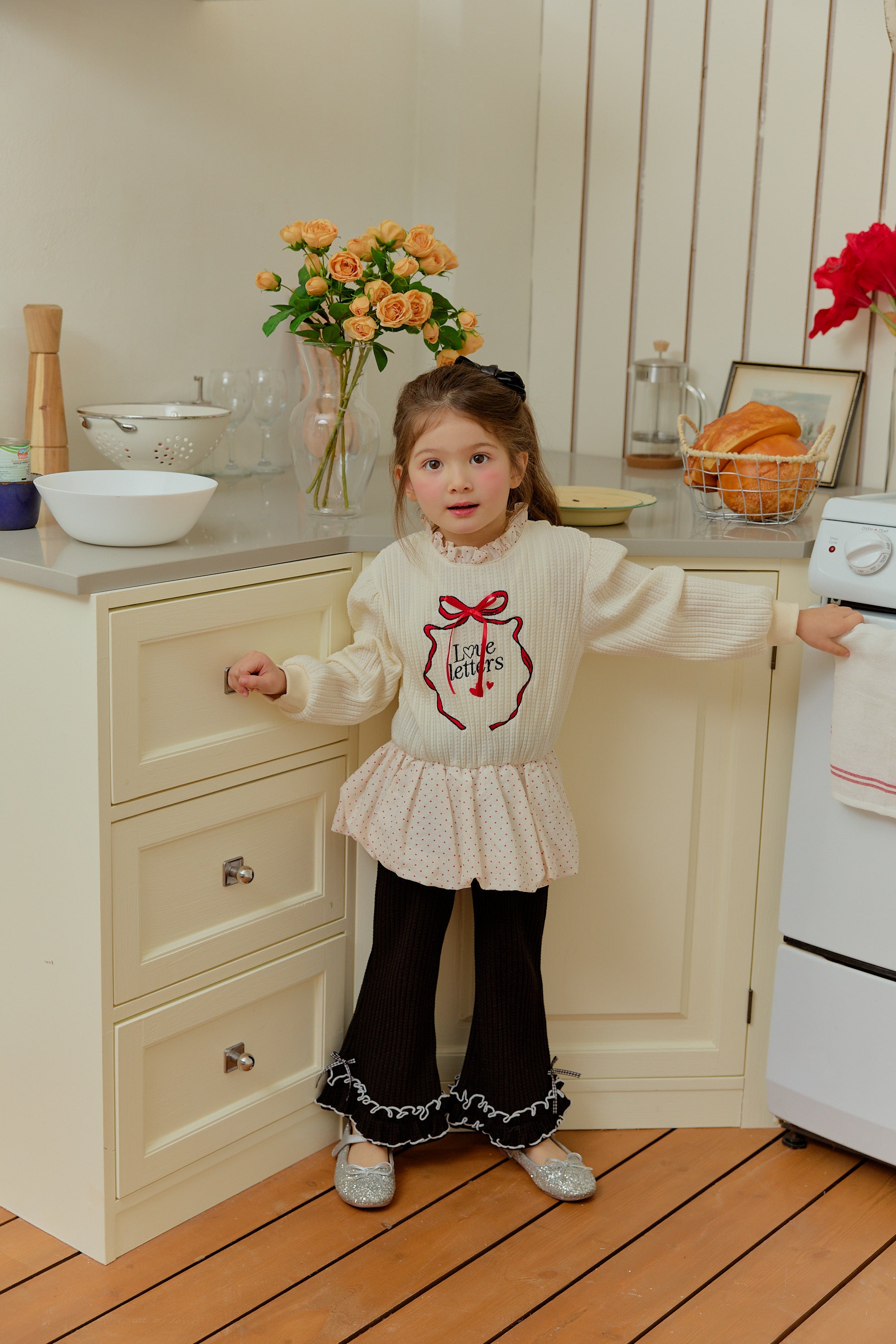 Frill Bootcut Pants Black