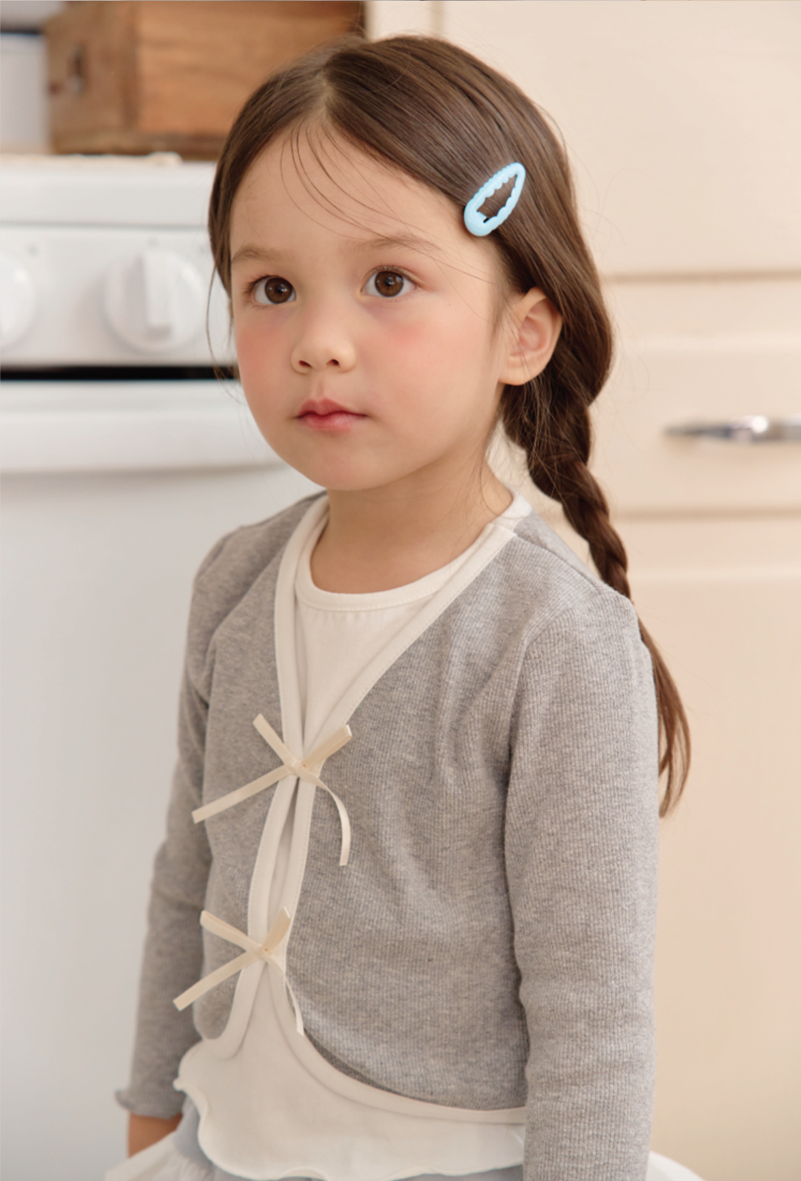 Layered Cardigan T-Shirt Gray