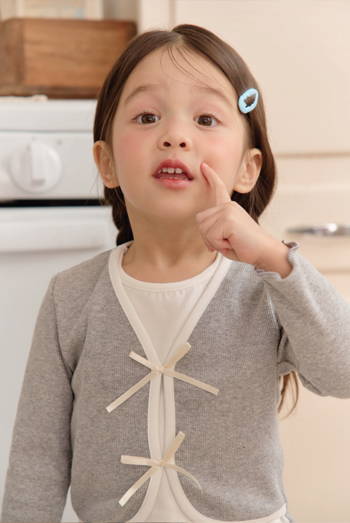 Layered Cardigan T-Shirt Gray