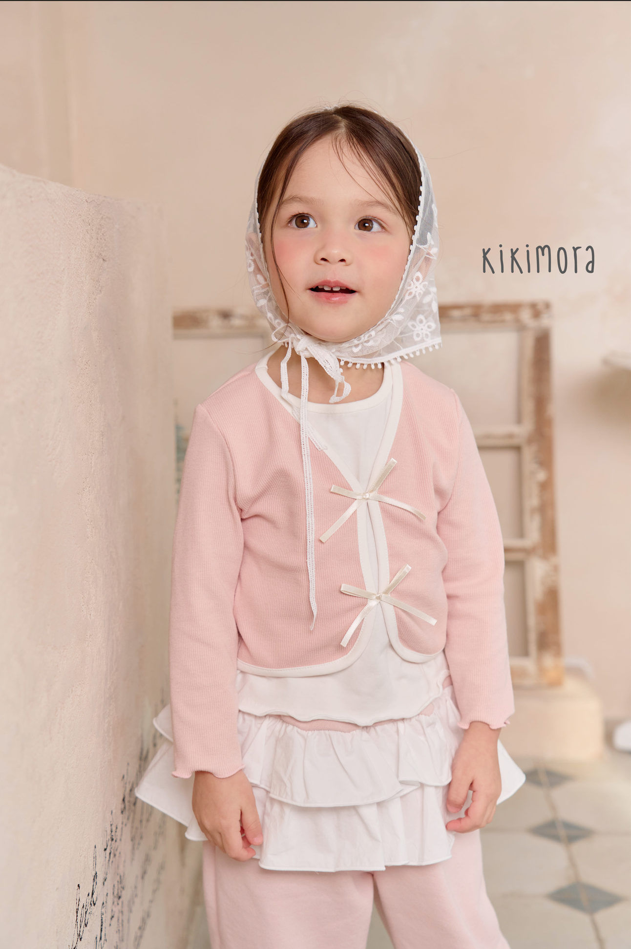 Layered Cardigan T-Shirt Pink