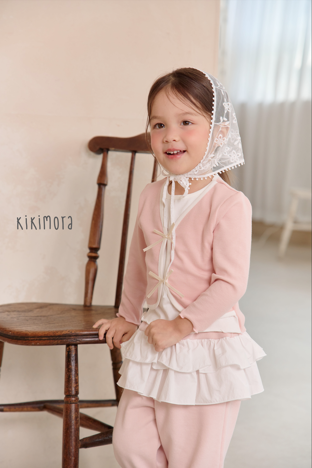 Layered Cardigan T-Shirt Pink